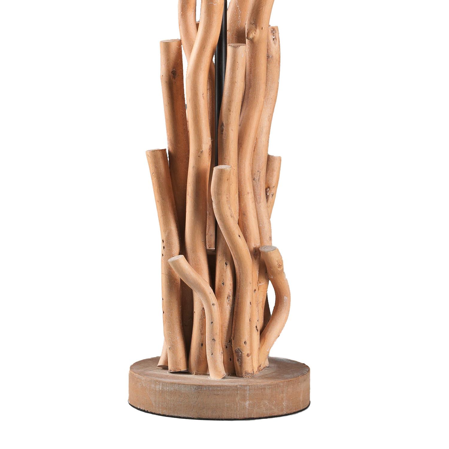 Tischleuchte Agar Weiß/Akaziefarben max. 22 W - Weiß/Akaziefarben, Natur, Holz/Textil (30/30/60cm)