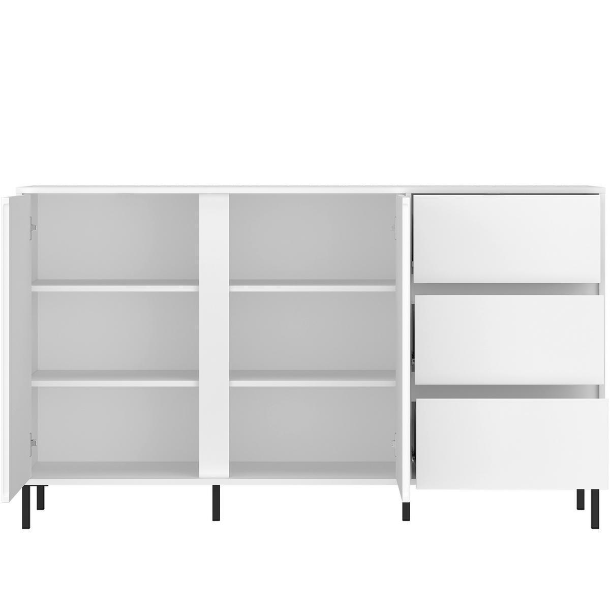 Komoda Avenale, Bela - črna/bela, Trend, kovina/leseni material (157,8/91,6/40cm)