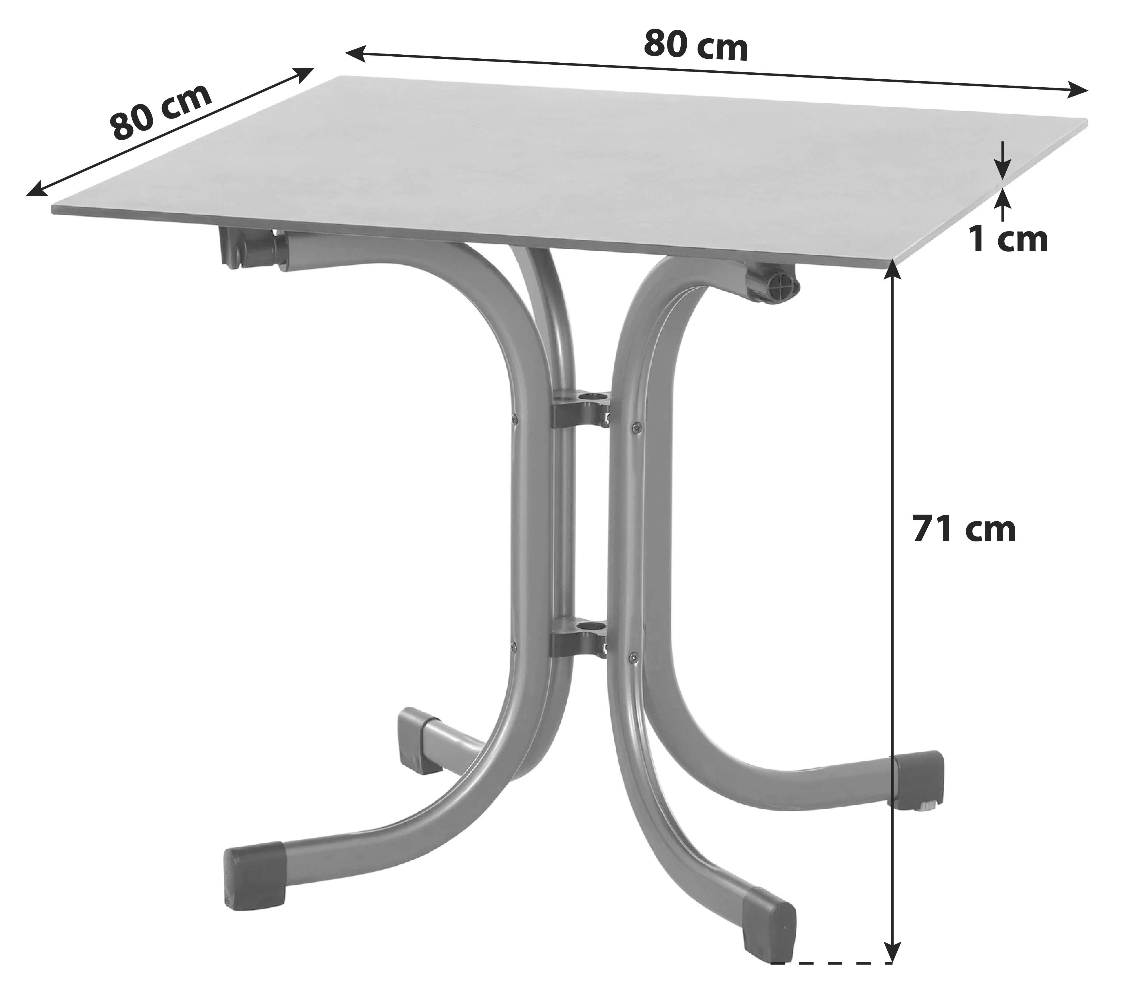 GARTENKLAPPTISCH K95706 - Anthrazit/Silberfarben, KONVENTIONELL, Holz/Kunststoff (80/80/71cm) - Siena Garden