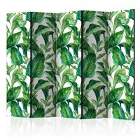 Paravan Jungle Vibes I, 5-Delni, Dvostranski - zelena/bela, Basics, tekstil/les (225/172/3cm) - artgeist