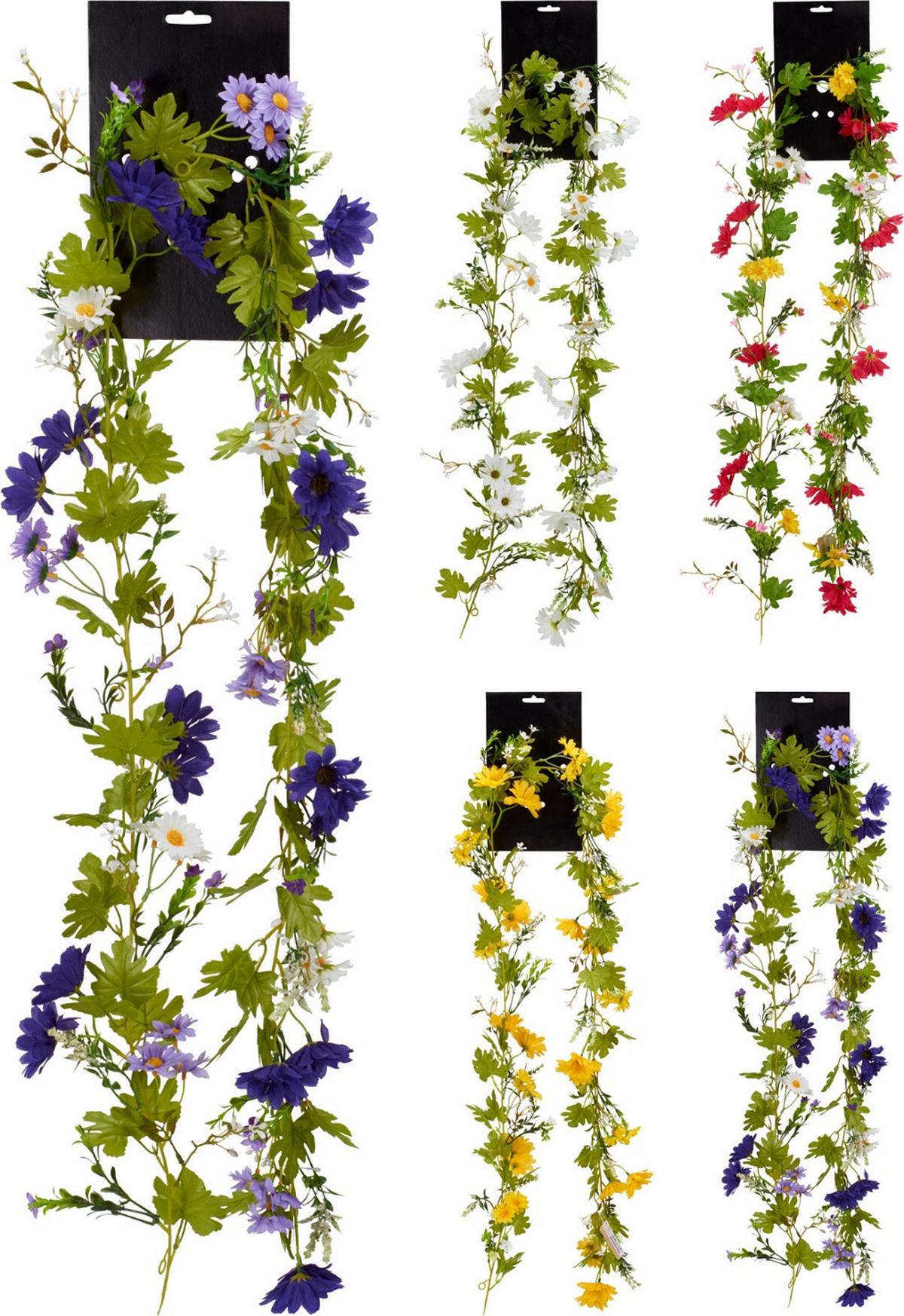 Girland Flowers - zöld, műanyag (12/180cm)