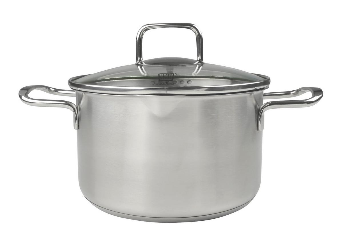 Oală pentru carne Munich 3L - culoare inox, Konventionell, sticlă/metal (20cm) - Chefkoch+Fackelmann