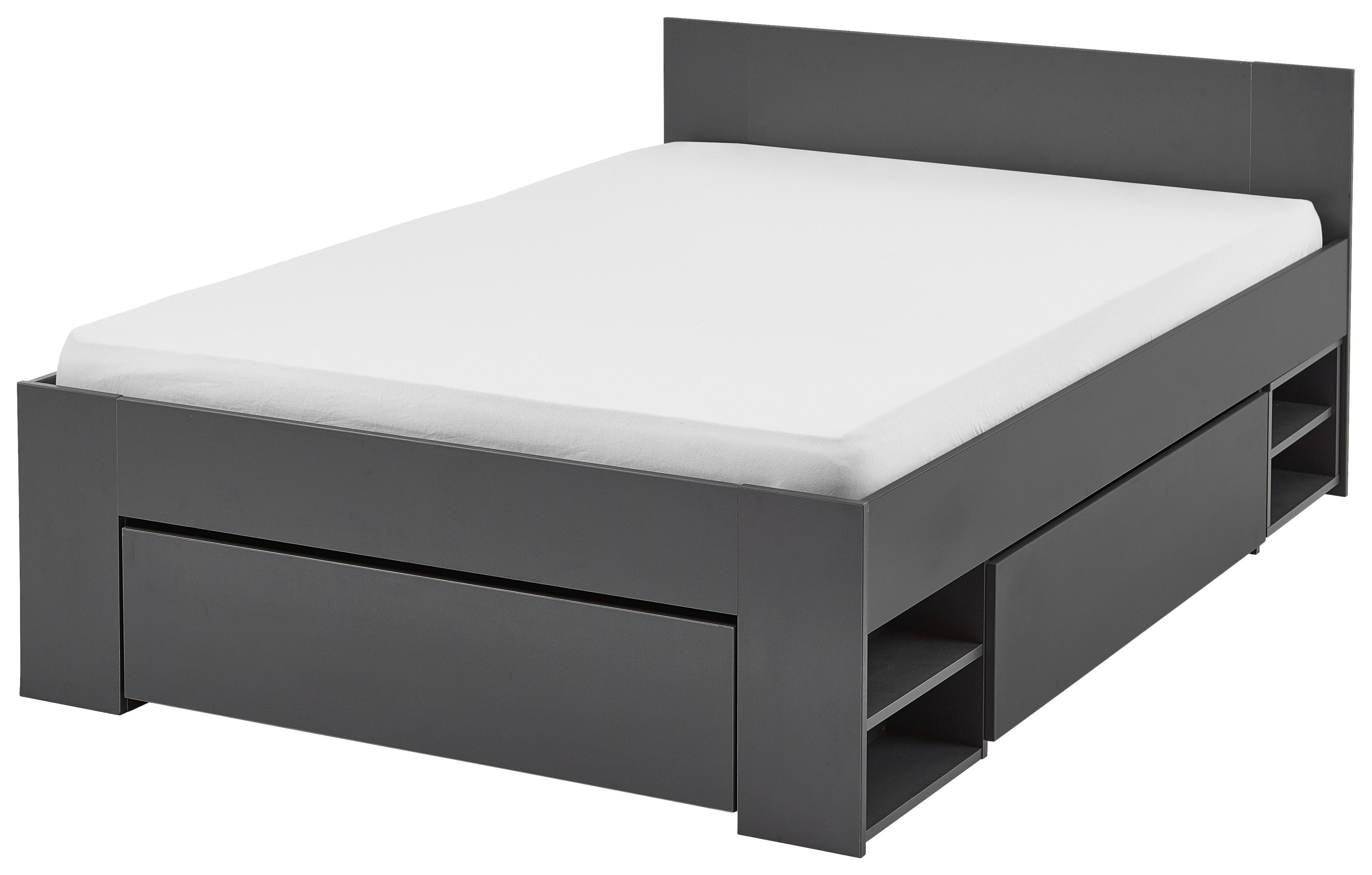 Postelja S Predalom Azurro 2-120 - antracit, Moderno, leseni material (120/200cm) - Mömax