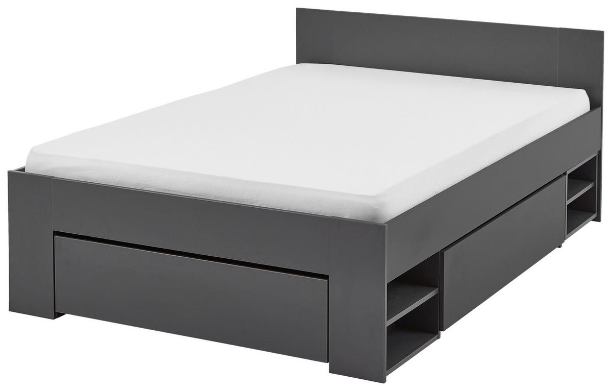 Postelja S Predalom Azurro 2-140 - antracit, Moderno, leseni material (140/200cm) - Mömax