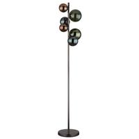 LED-STEHLEUCHTE 56142-6S RIHA - Petrol/Schwarz, Design, Glas/Kunststoff (28,5/26,5/155cm) - Globo