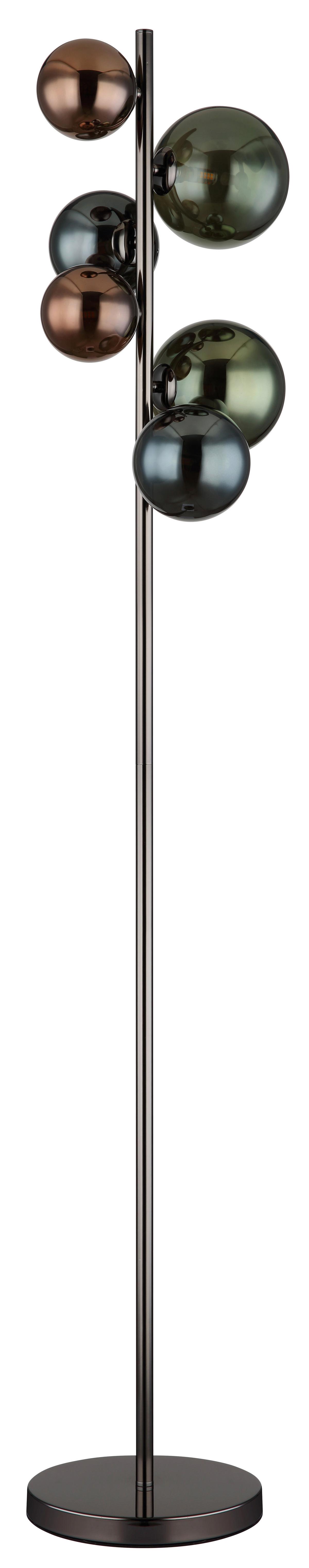 LED-STEHLEUCHTE 56142-6S RIHA - Petrol/Schwarz, Design, Glas/Kunststoff (28,5/26,5/155cm) - Globo