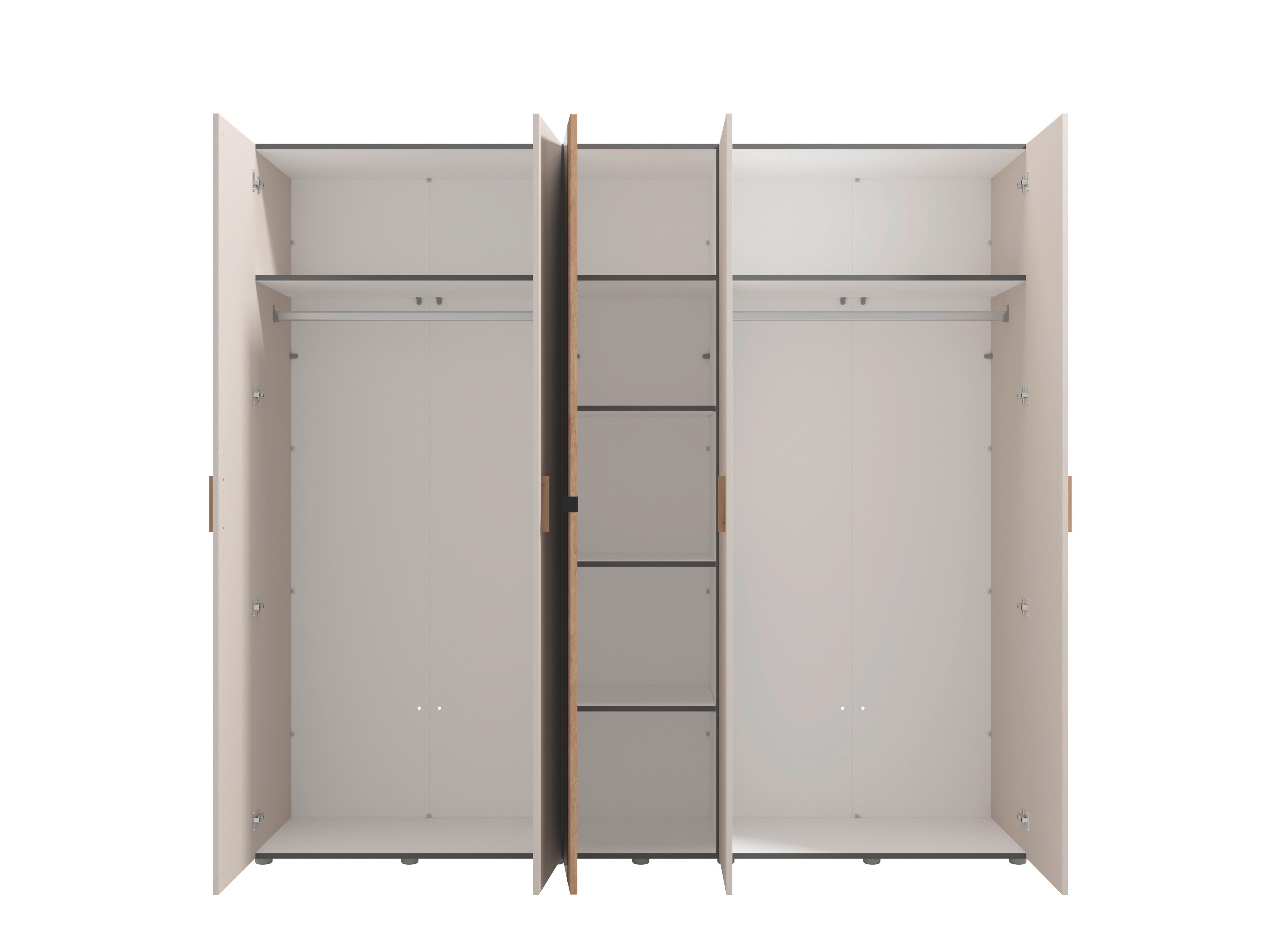 Ruhásszekrény Tükörrel Belfort - kasmírszínű/Artisan tölgy, Modern, faalapú anyag (224,5/207,5/56cm)