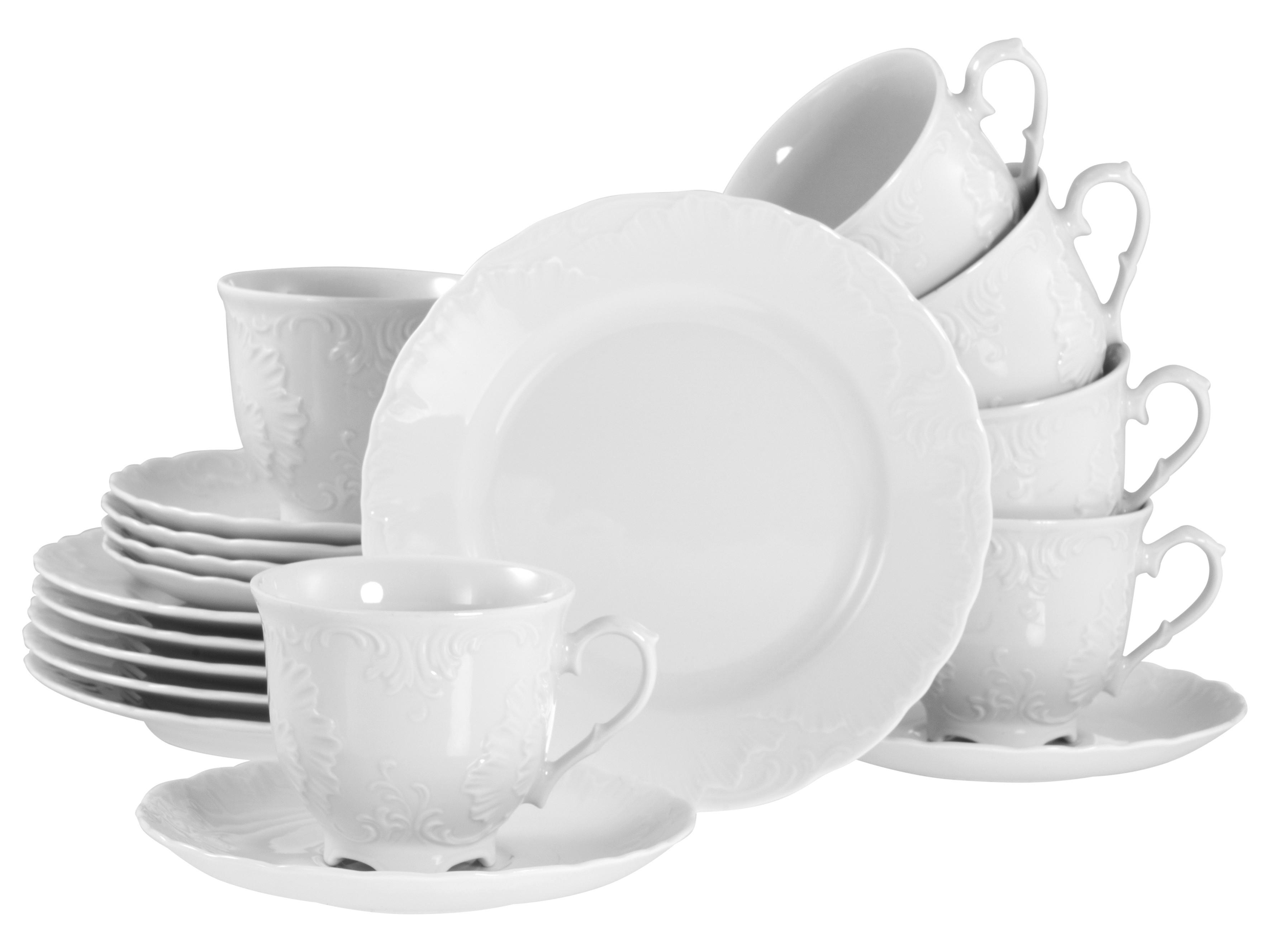 Kavni Servis Rokoko, 18-Delni - bela, Basics, keramika - Creatable