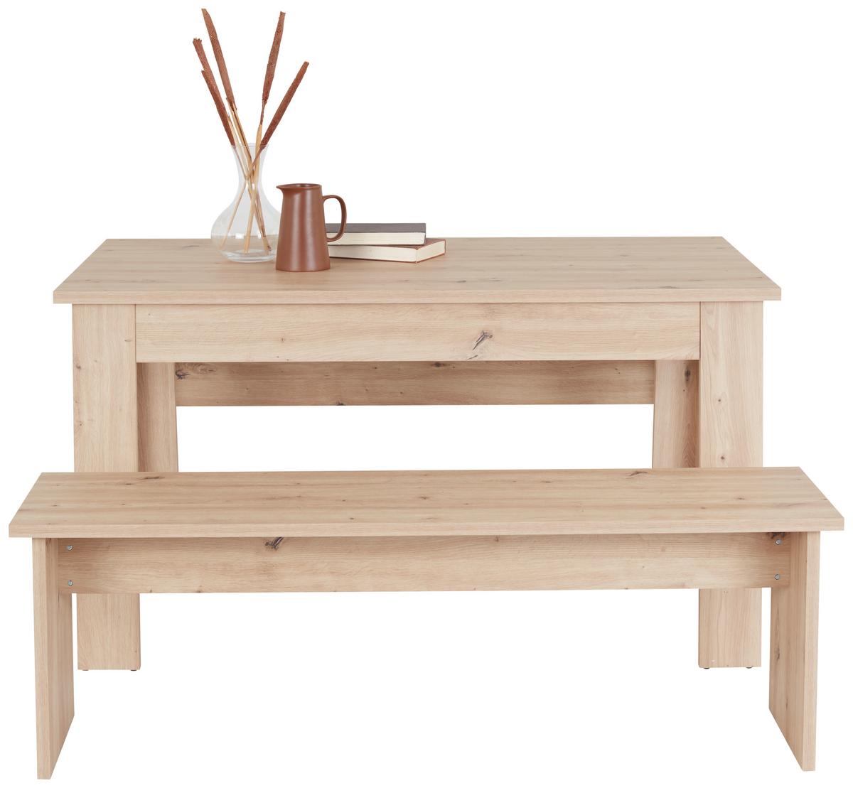 Jedilna Garnitura Pariz, Hrast Artisan, Miza, 2 Klopi - hrast artisan, Konvencionalno, leseni material (137/77/75cm) - Based