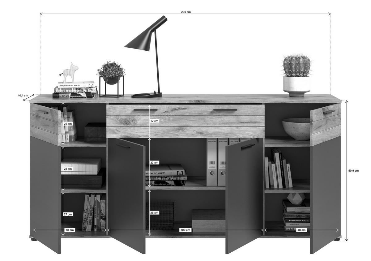 Ansamblu mobilier camera de zi MASON - sticlă/material pe bază de lemn (344/200/40cm) - Modern Living