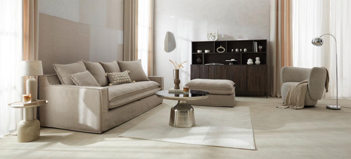 Cocktailsessel Boli Beige - Hellbraun/Beige, Design, Textil/Metall (92/80/84cm) - Livetastic
