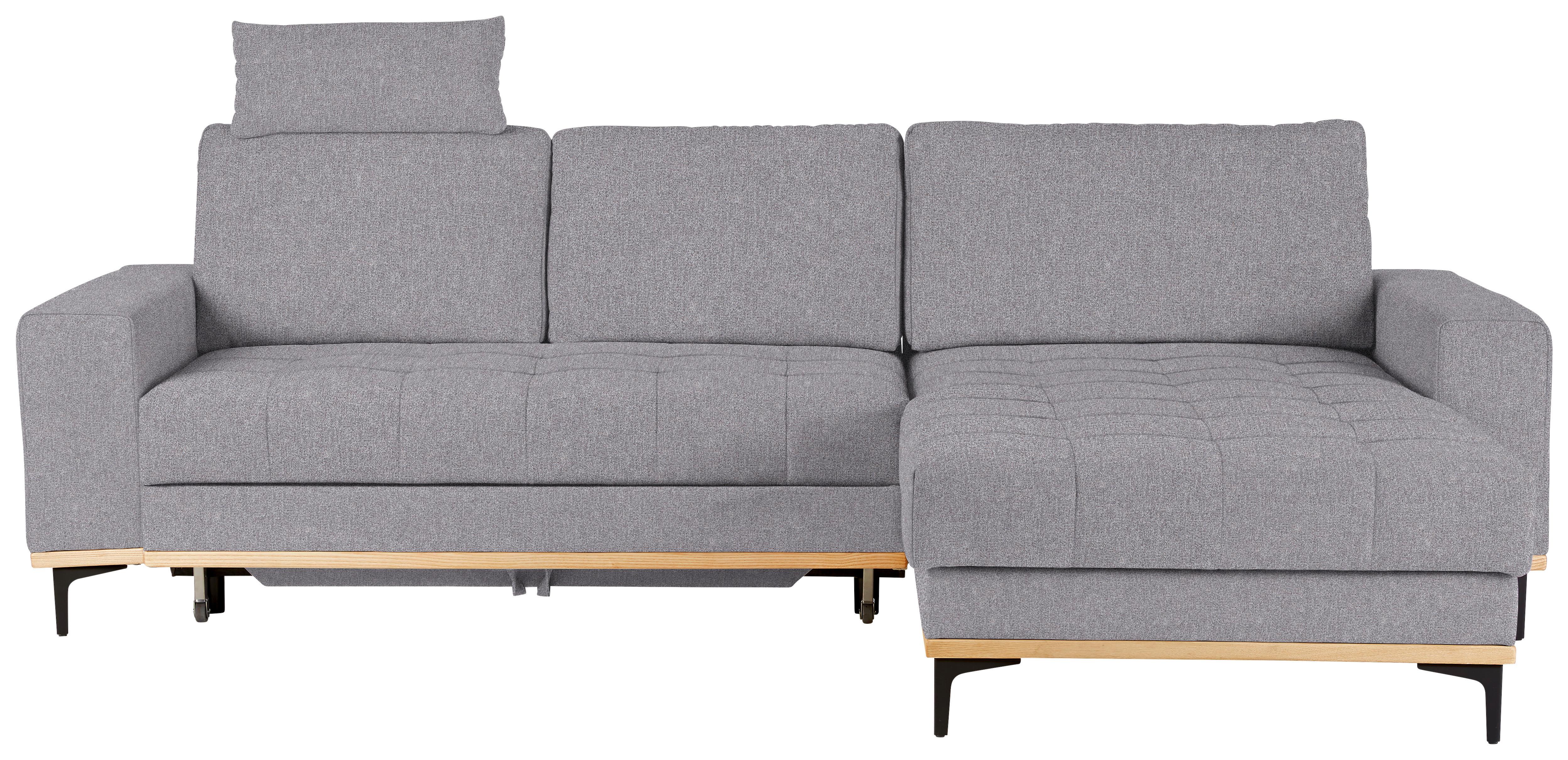 Ecksofa in Grau Metallfuss Schwarz - Schwarz/Grau, Konventionell, Textil/Metall (272/87/171cm) - Zandiara
