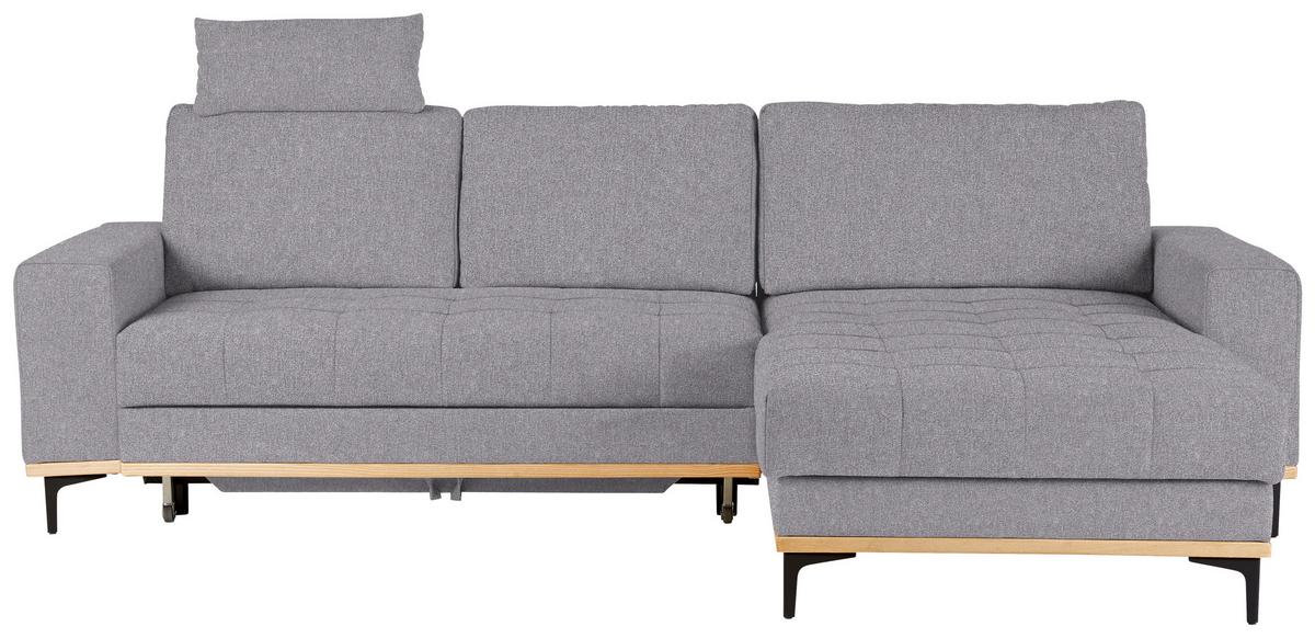 Ecksofa in Grau Metallfuss Schwarz - Schwarz/Grau, Konventionell, Textil/Metall (272/87/171cm) - Zandiara