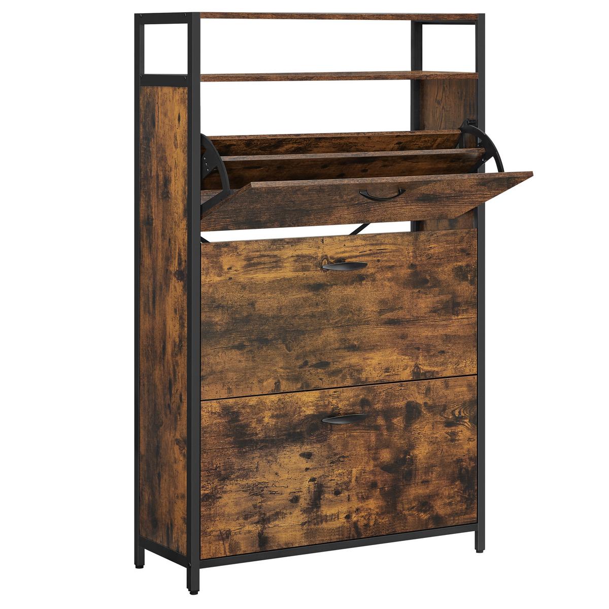 SCHUHKIPPER SHOE CABINET - Schwarz/Braun, MODERN, Holzwerkstoff/Metall (80/131/30cm) - MID.YOU