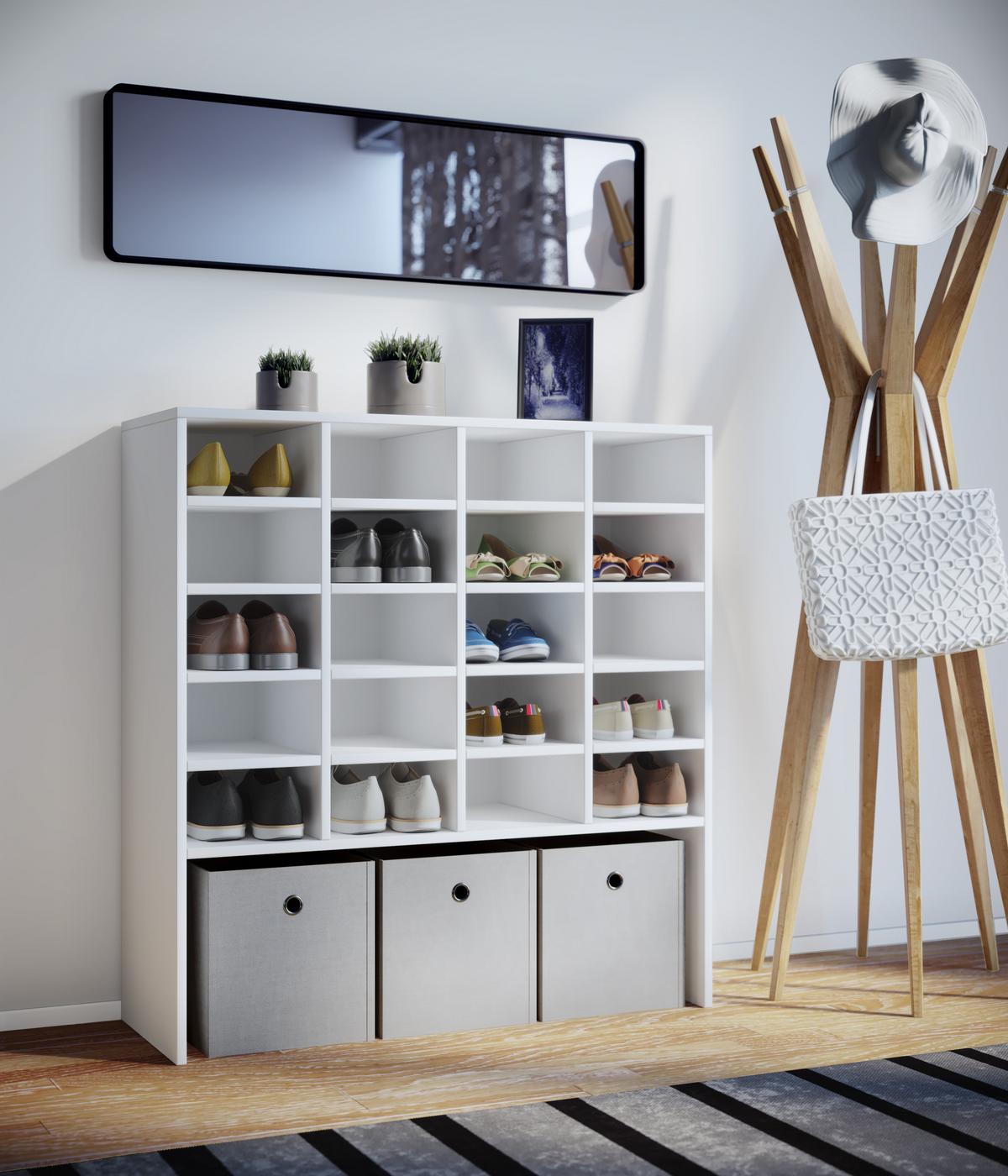 Schuhschrank Hinsol XL Weiß ca. 92x99x33 cm - Weiß, KONVENTIONELL, Holzwerkstoff (92/99/33cm) - MID.YOU