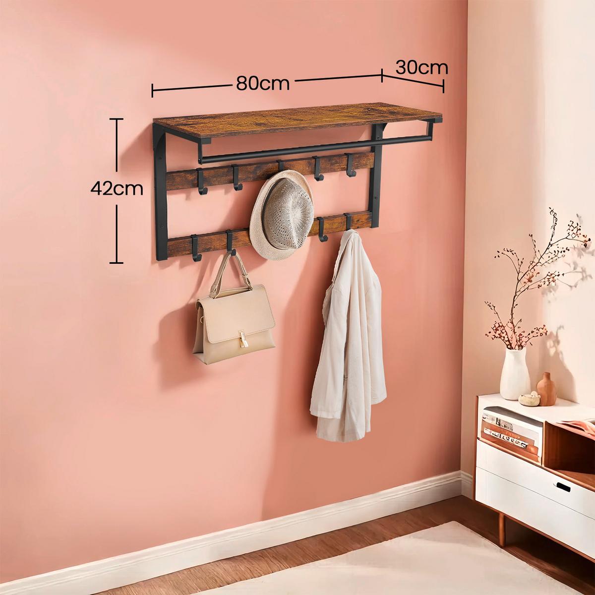 Garderobenpaneel in Braun, Schwarz - Schwarz/Braun, Trend, Holzwerkstoff/Metall (80/30/42cm) - MID.YOU