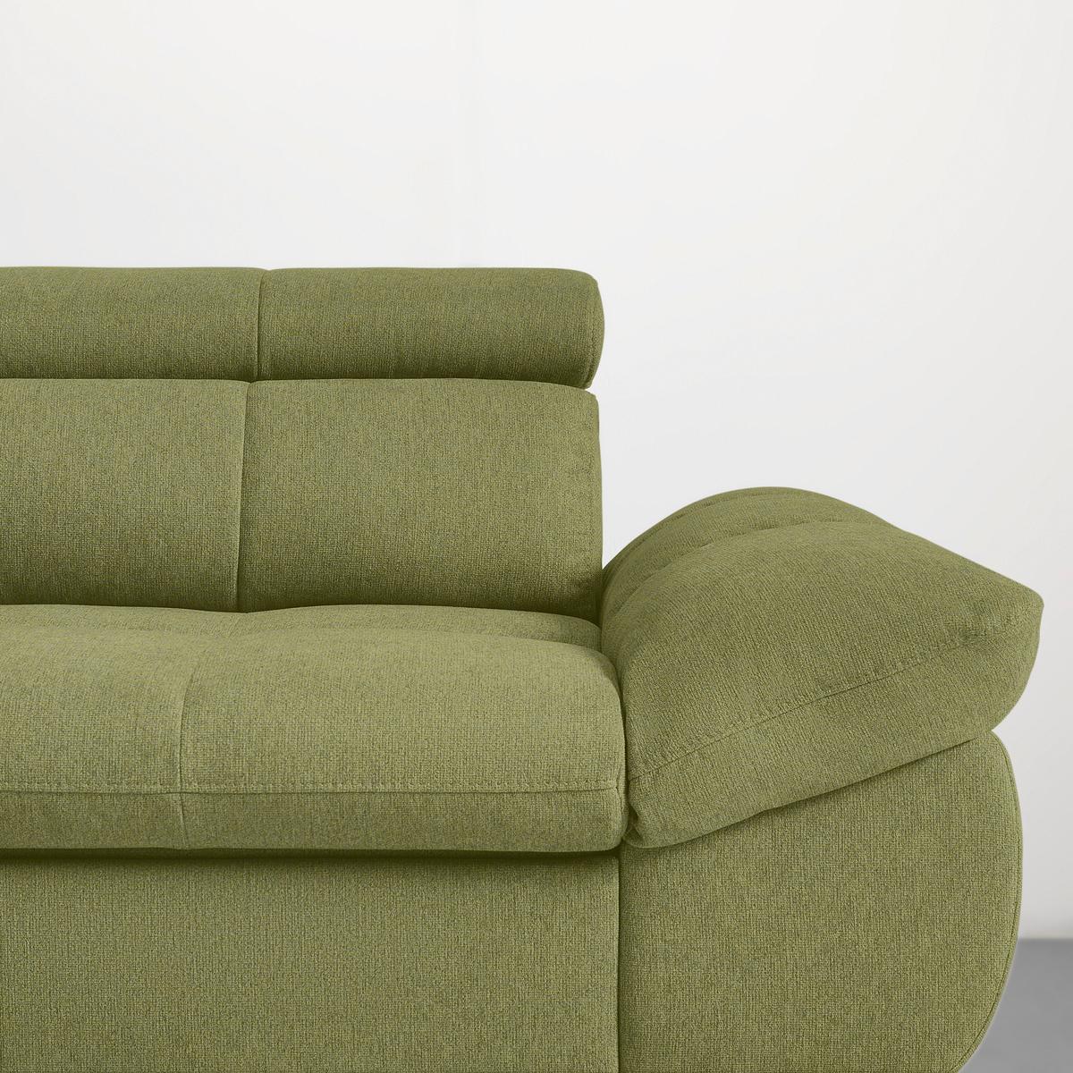 Wohnlandschaft Alberto Olivgrün - Schwarz/Olivgrün, MODERN, Textil/Metall (201/296cm) - Mömax