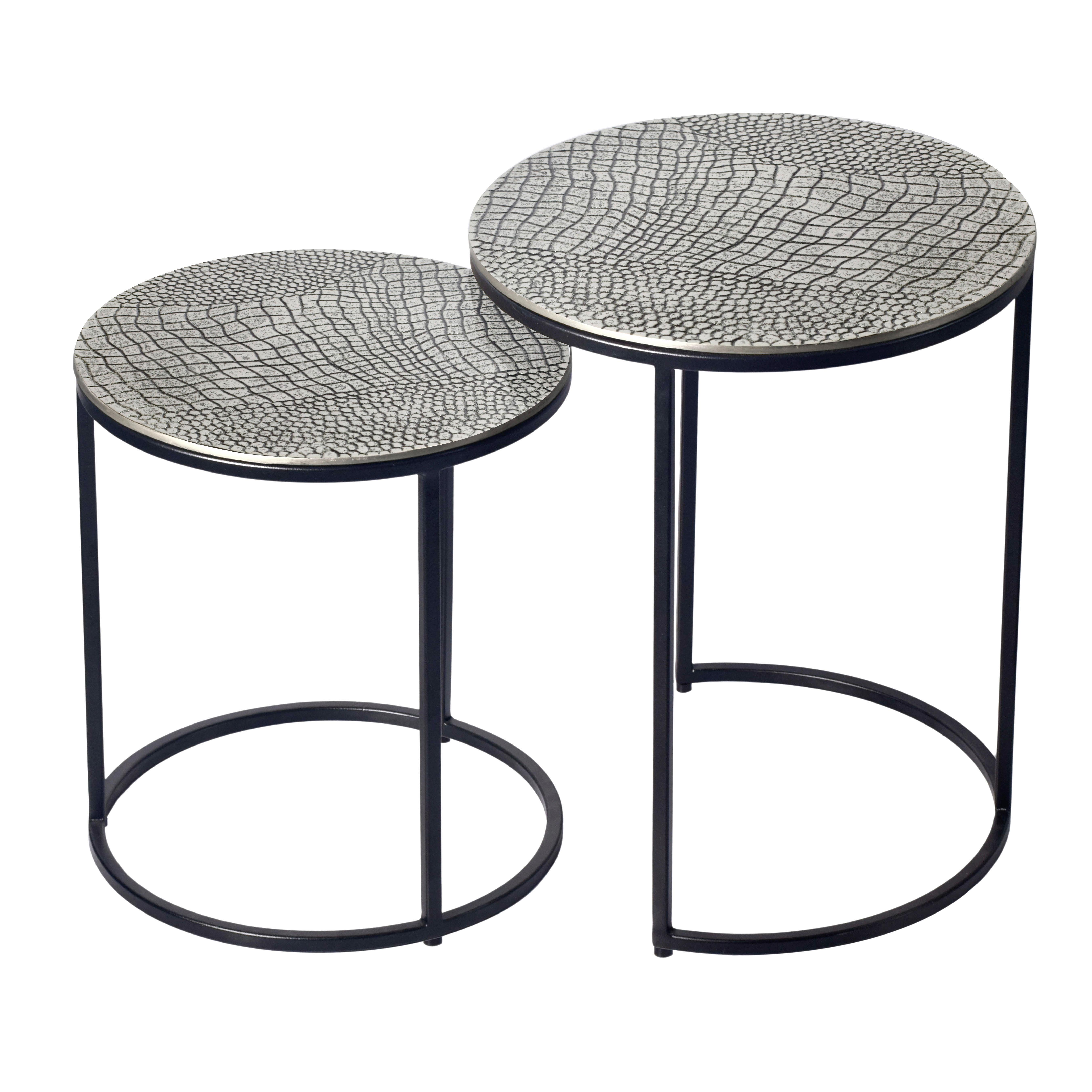 Satztisch Wl7.347 - Silberfarben/Schwarz, Design, Metall (40/40/48cm) - Livetastic