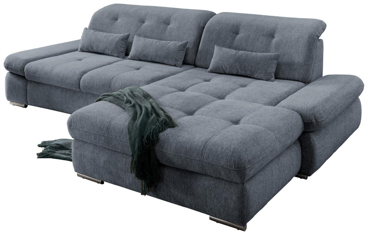 Wohnlandschaft Dalida Hellblau Chenille - Chromfarben/Hellblau, Design, Textil/Metall (300/196cm) - Livetastic
