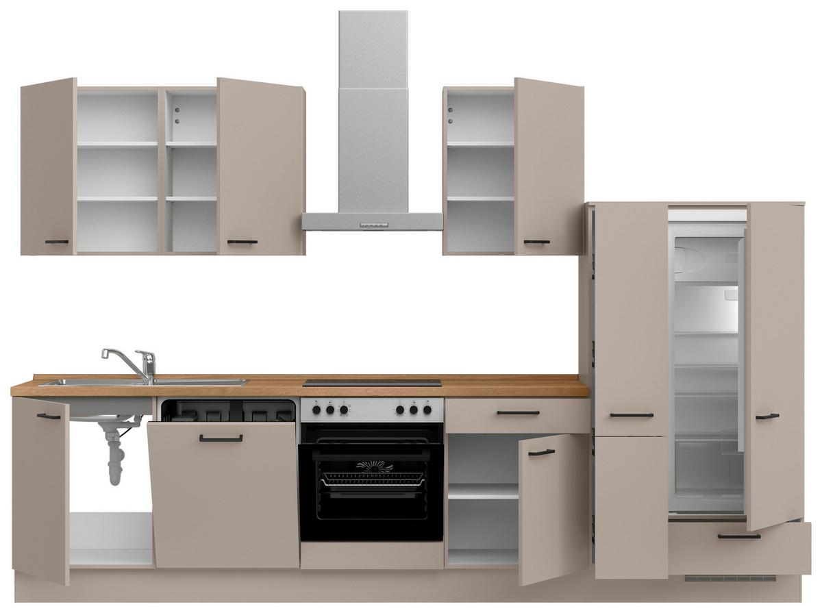 Küchenleerblock Easytouch Low o. Geräte Sandfarben - Sandfarben/Eichefarben, MODERN, Holzwerkstoff/Metall (330cm) - Nobilia