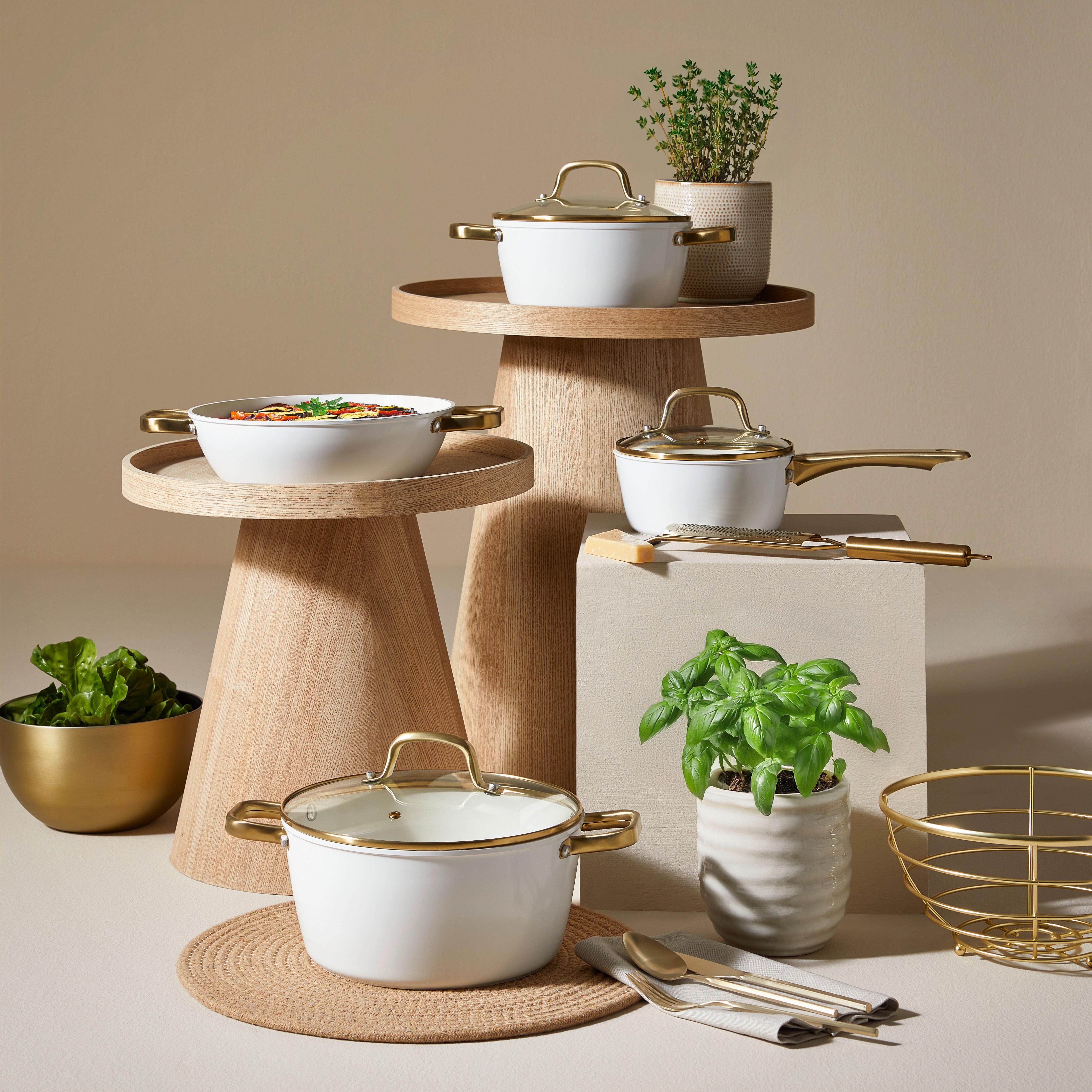 GRYT- OCH KASTRULLSET ELEGANCE - klar/vit, Klassisk, metall/glas - Mömax