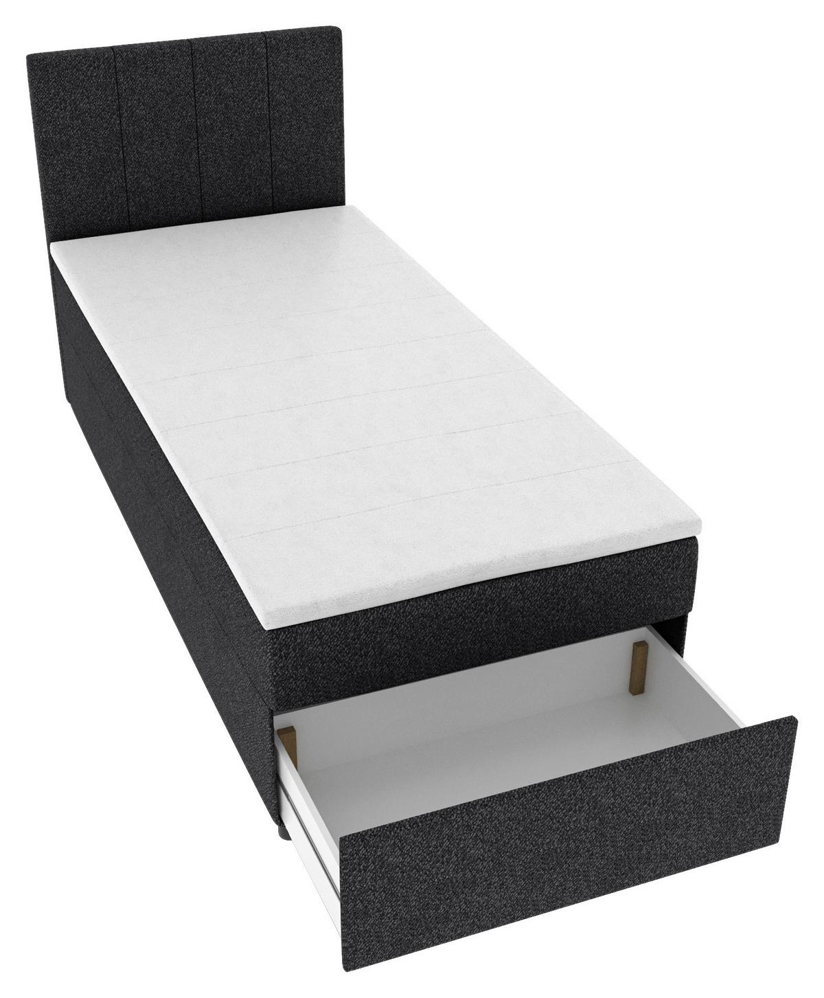 Boxbett Odin Schwarz max. 90x200cm - Schwarz, KONVENTIONELL, Kunststoff/Textil (90/200cm) - Based