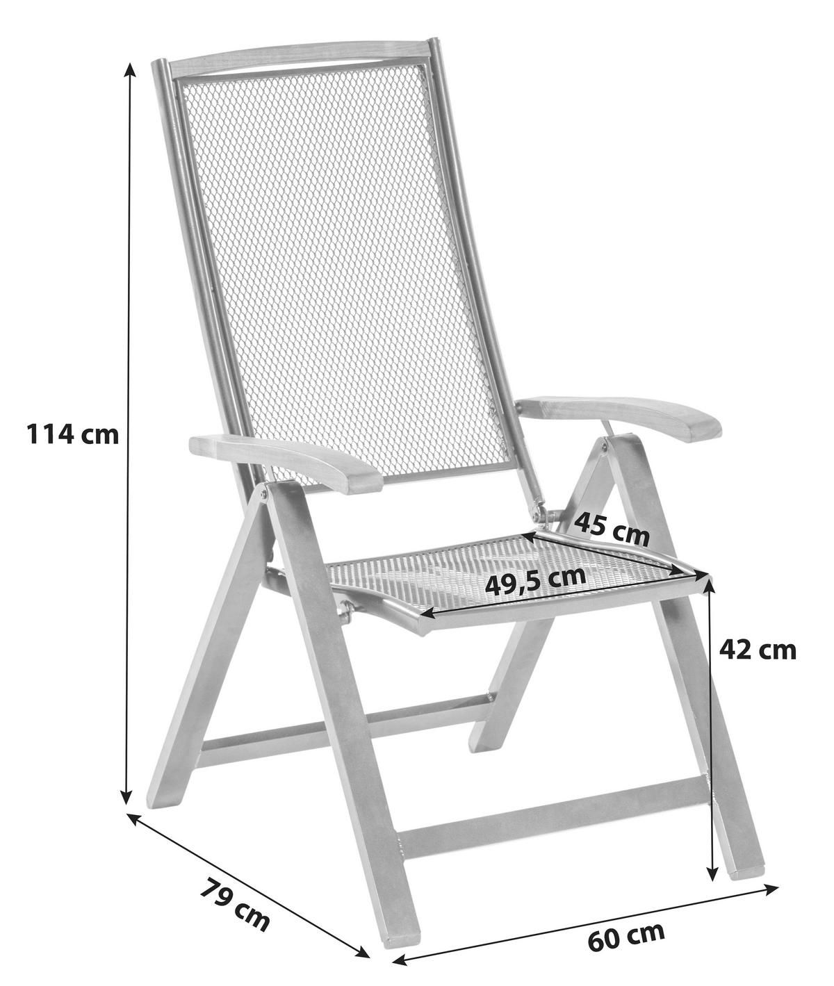 Zložljiv Vrtni Stol Tilos, Aluminij, Masivno - črna/barve akacije, Konvencionalno, kovina/les (60/114/79cm) - Gardenson