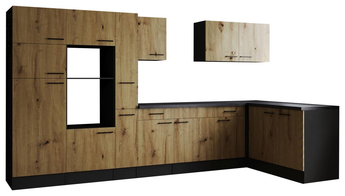 Kotna Kuhinja Brez Aparatov Oliver, 370x172cm - črna/siva, Design, kovina/leseni material (370/172cm) - Respekta