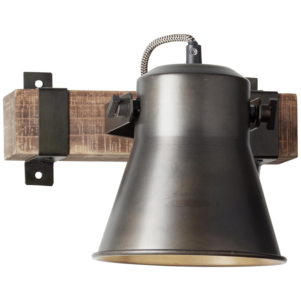 Wandleuchte  Plow in Schwarz max. 10 Watt - Schwarz, Design, Holz/Metall (24/25cm) - Brilliant
