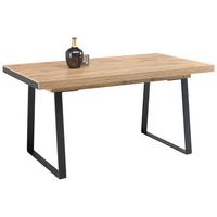 Ausziehtisch in Eichefarben - Eichefarben/Schwarz, Modern, Holzwerkstoff/Metall (160-205/90/76cm) - Premium Living
