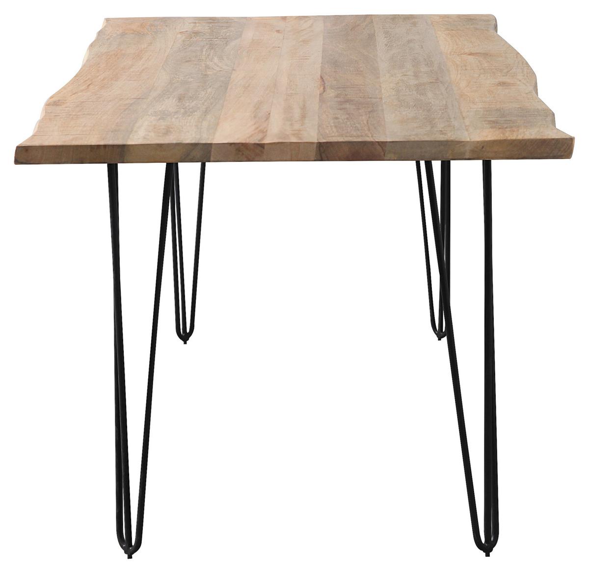 Esstisch Magnus Naturfarben/Schwarz - Schwarz/Naturfarben, Natur, Holz/Metall (140/85/77cm) - Zandiara