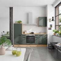 Küchenblock Easytouch Low m. Geräten Dunkelgrün - Dunkelgrün/Eichefarben, MODERN, Holzwerkstoff/Metall (240cm) - Nobilia