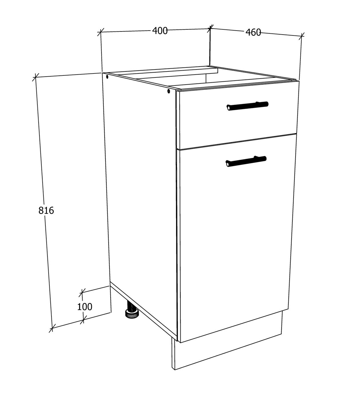 Kuhinjska Spodnja Omarica Esilo, Bela - bela/barve aluminija, Konvencionalno, kovina/leseni material (40/82/46cm) - MID.YOU