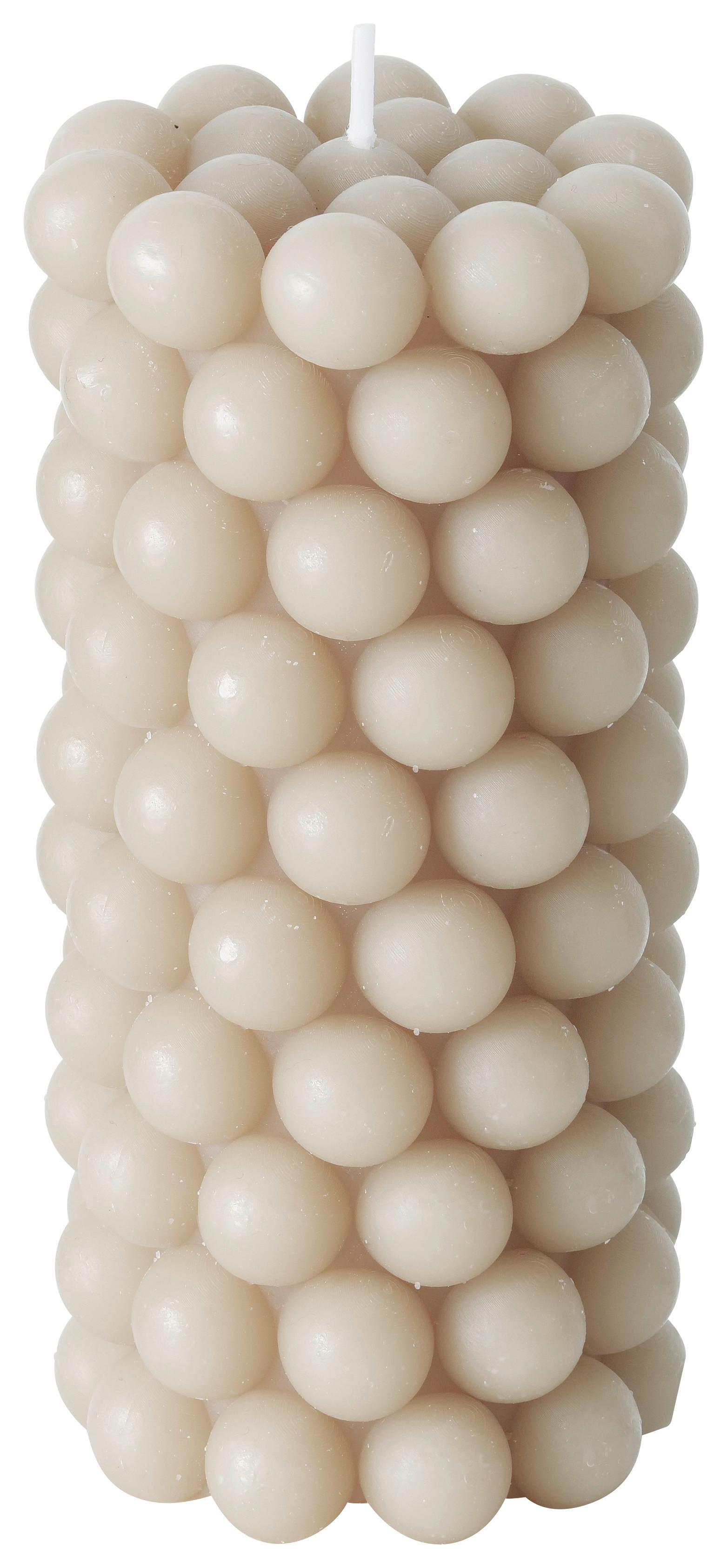 Stumpenkerze Pearls II in Grau - Grau, MODERN (7/14cm) - Modern Living
