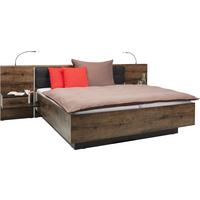 Ágykeret 2 Éjjeliszekrénnyel Bellevue - iszap/fekete, Lifestyle, műanyag/bőr (180/200cm)