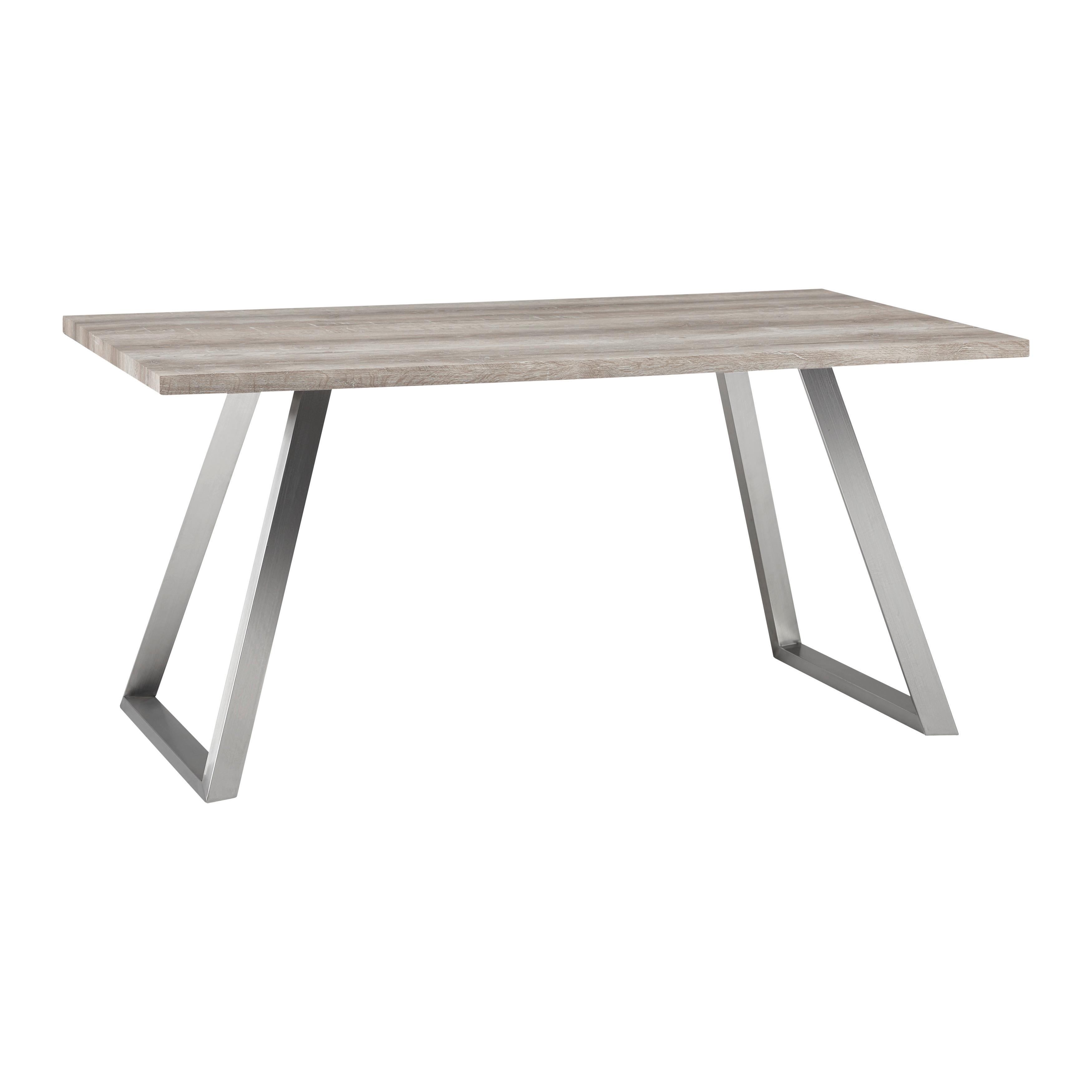 Esstisch Holz "Melani", ca. 160x90 cm, Eiche - Edelstahlfarben/Eichefarben, Modern, Holzwerkstoff/Metall (160/90/76cm) - Bessagi Home