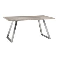 Esstisch Holz "Melani", ca. 160x90 cm, Eiche - Edelstahlfarben/Eichefarben, Modern, Holzwerkstoff/Metall (160/90/76cm) - Bessagi Home