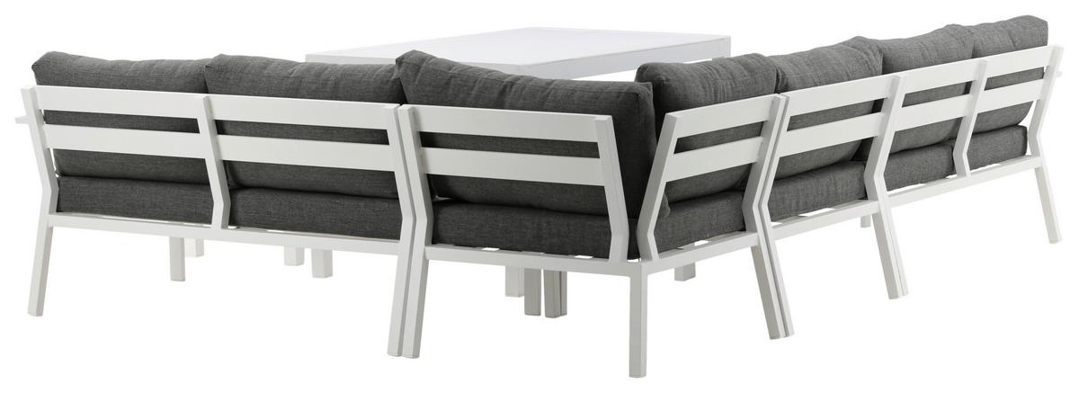 DINING-LOUNGESET RAMOS - Weiß/Grau, KONVENTIONELL, Textil/Metall - Gardenson