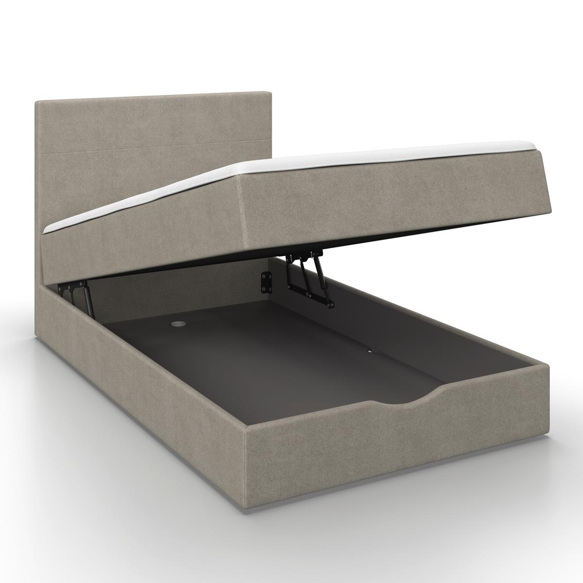 Boxbett Ace ca. 120x200 cm Beige intgr. Topper - Beige/Schwarz, MODERN, Holz/Kunststoff (120/200cm) - Bessagi Home