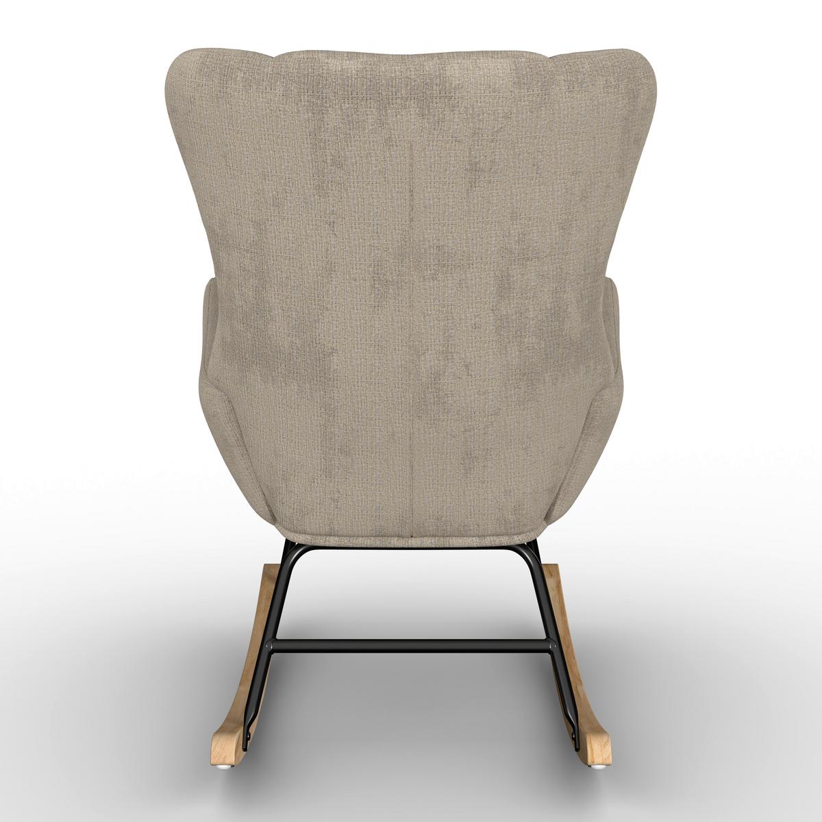 Schaukelsessel Emilio Chenille Beige - Beige/Naturfarben, MODERN, Holz/Textil (67/93/85cm)
