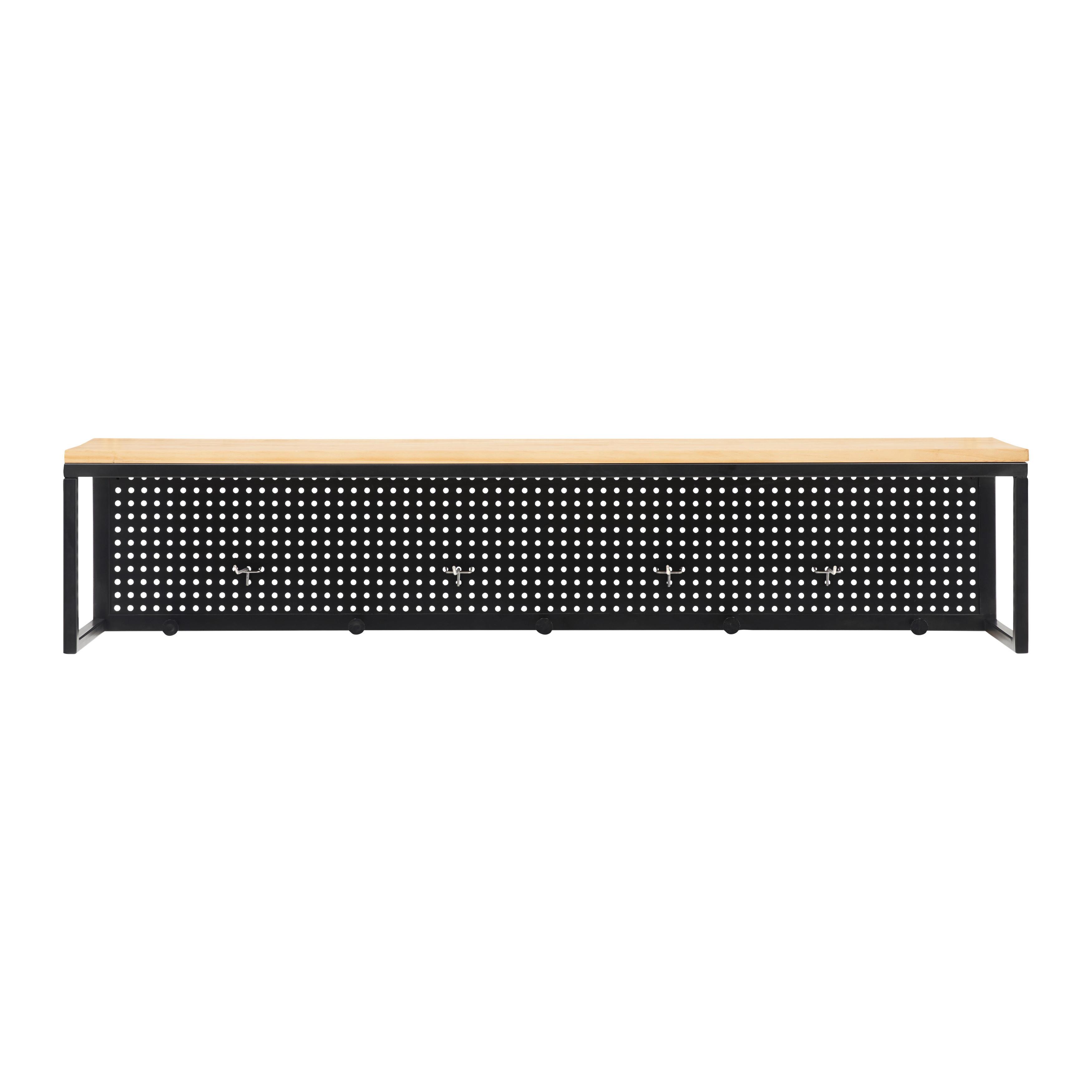 Garderobe Lorenzo ca. 110x22 cm Metall/Kiefer - Schwarz/Kieferfarben, MODERN, Holz/Metall (110/22/20cm) - Bessagi Home