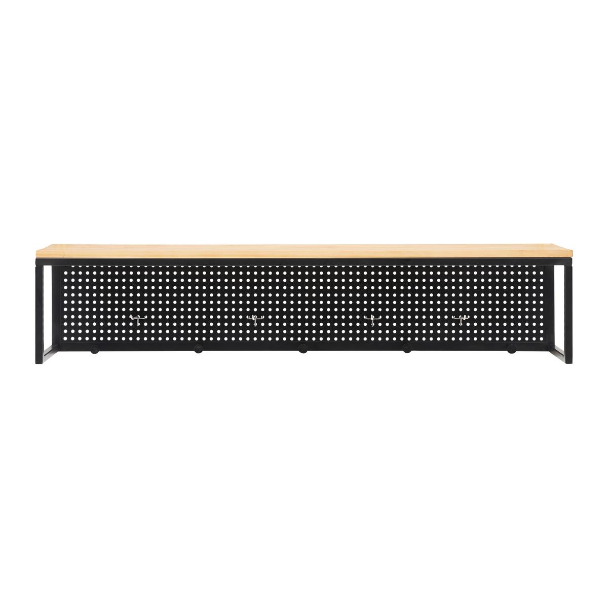 Garderobe Lorenzo ca. 110x22 cm Metall/Kiefer - Schwarz/Kieferfarben, MODERN, Holz/Metall (110/22/20cm) - Bessagi Home