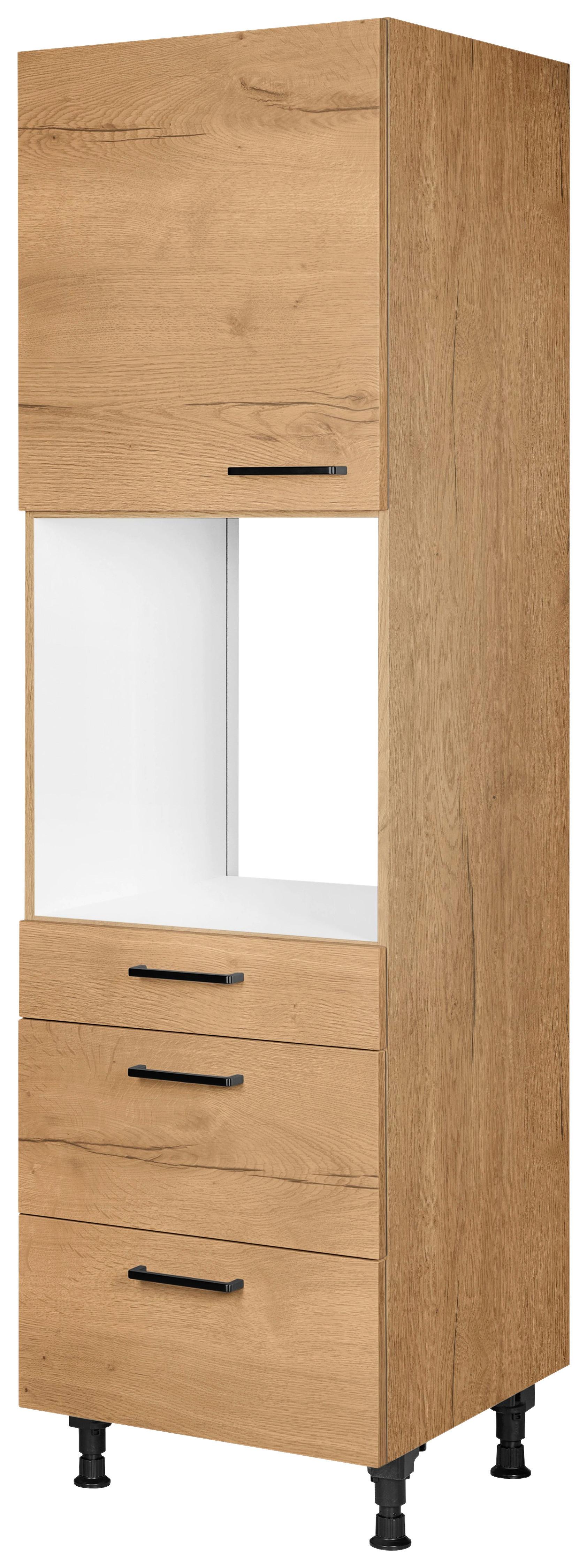 Geräteumbauschrank Structura Eiche - Eichefarben/Schwarz, MODERN, Holzwerkstoff/Metall (60/216,6/58cm) - Nobilia