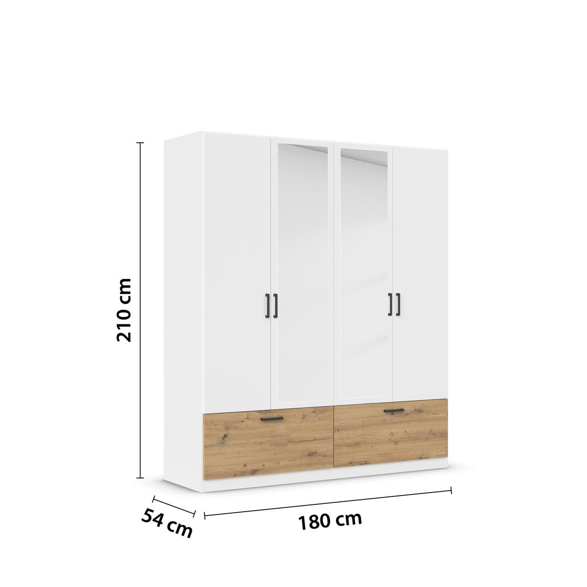 Omara Za Oblačila Bari, Bela, Barva Hrasta - siva/bela, Basics, kovina/leseni material (181/210/54cm) - Boxxx