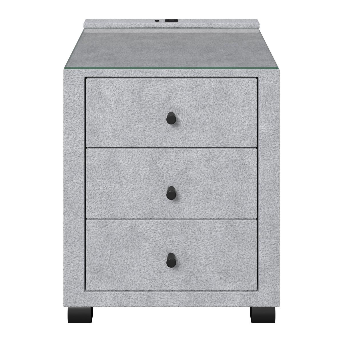 Noćni Ormarić Elysia - svijetlo siva, Trend, staklo/drvni materijal (48/68/45,5cm) - Premium Living