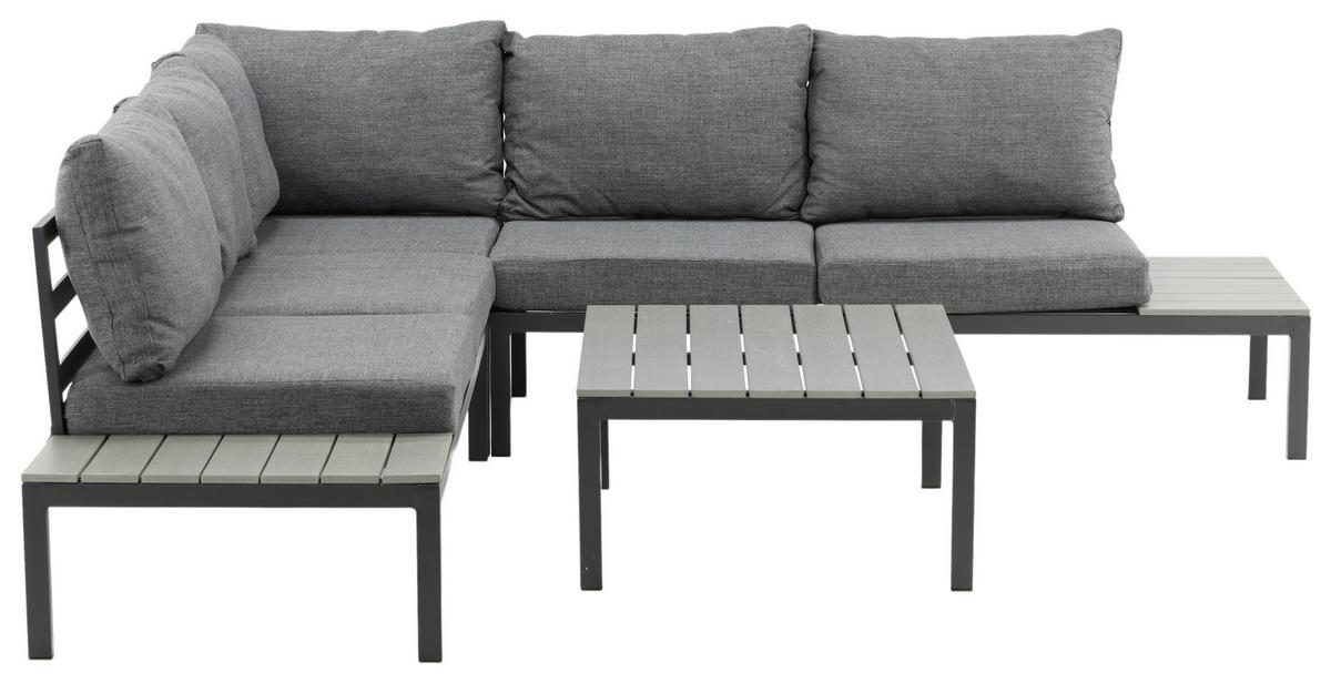 Loungegarnitur Odense ca. 133x167 cm Schwarz - Schwarz, KONVENTIONELL, Metall (133/167cm) - Gardenson