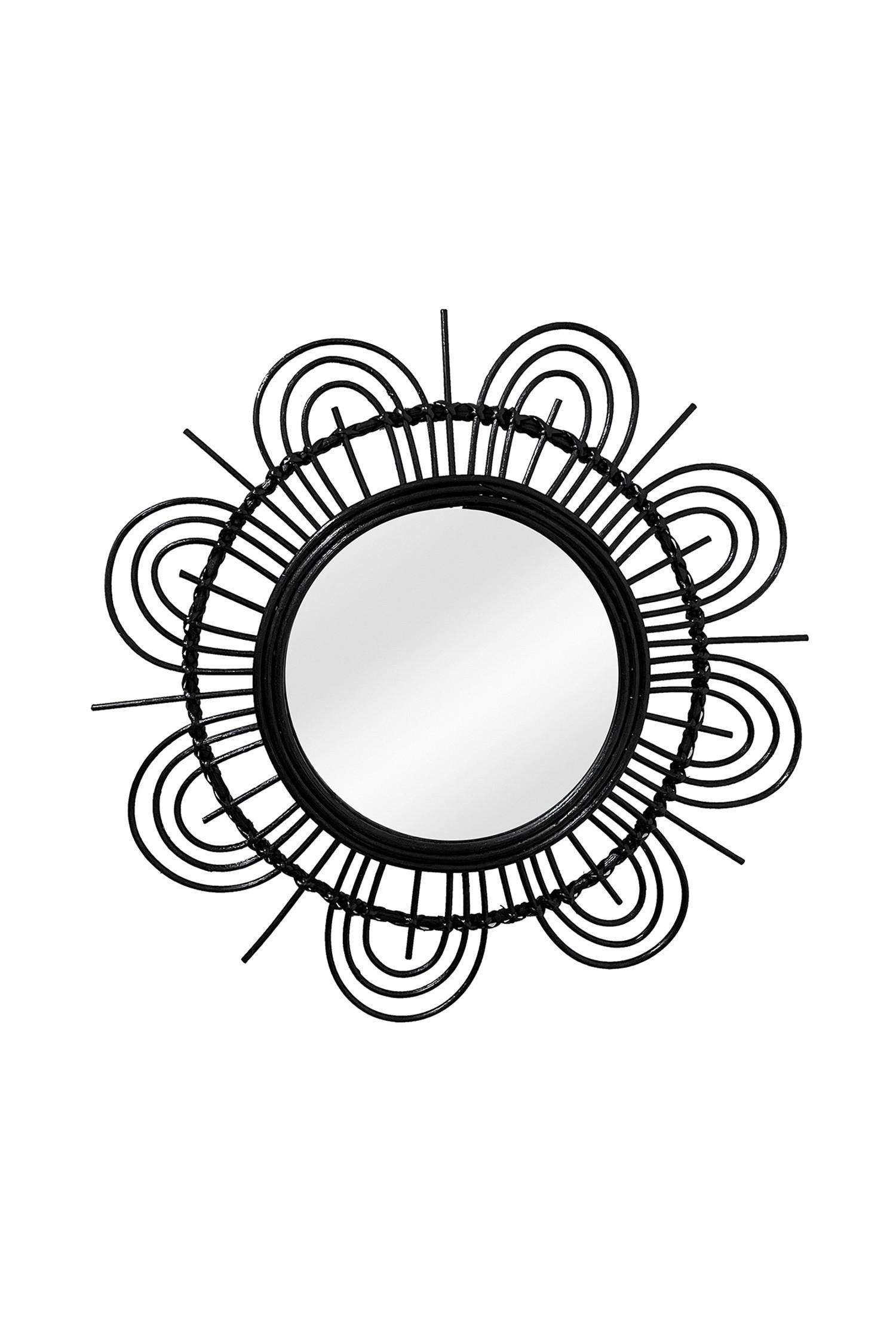 SPIEGEL RATTAN SPIEGEL AINA 325 - Schwarz, Basics, Glas/Holz (51/51/2cm) - Kayoom