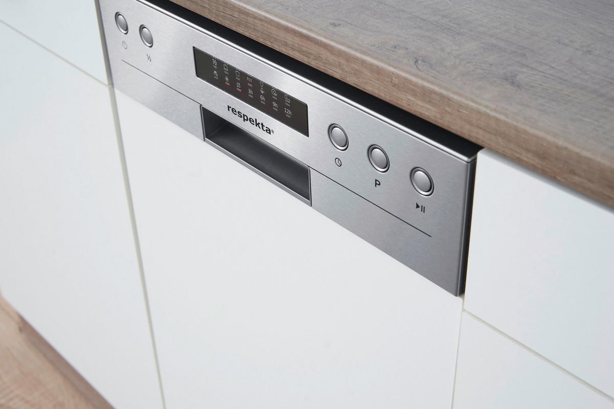 Geschirrspüler Katha Weiß/Edelstahl B: ca. 44 cm - Weiß/Grau, Trend, Kunststoff/Metall (44/81,5/57cm) - Respekta
