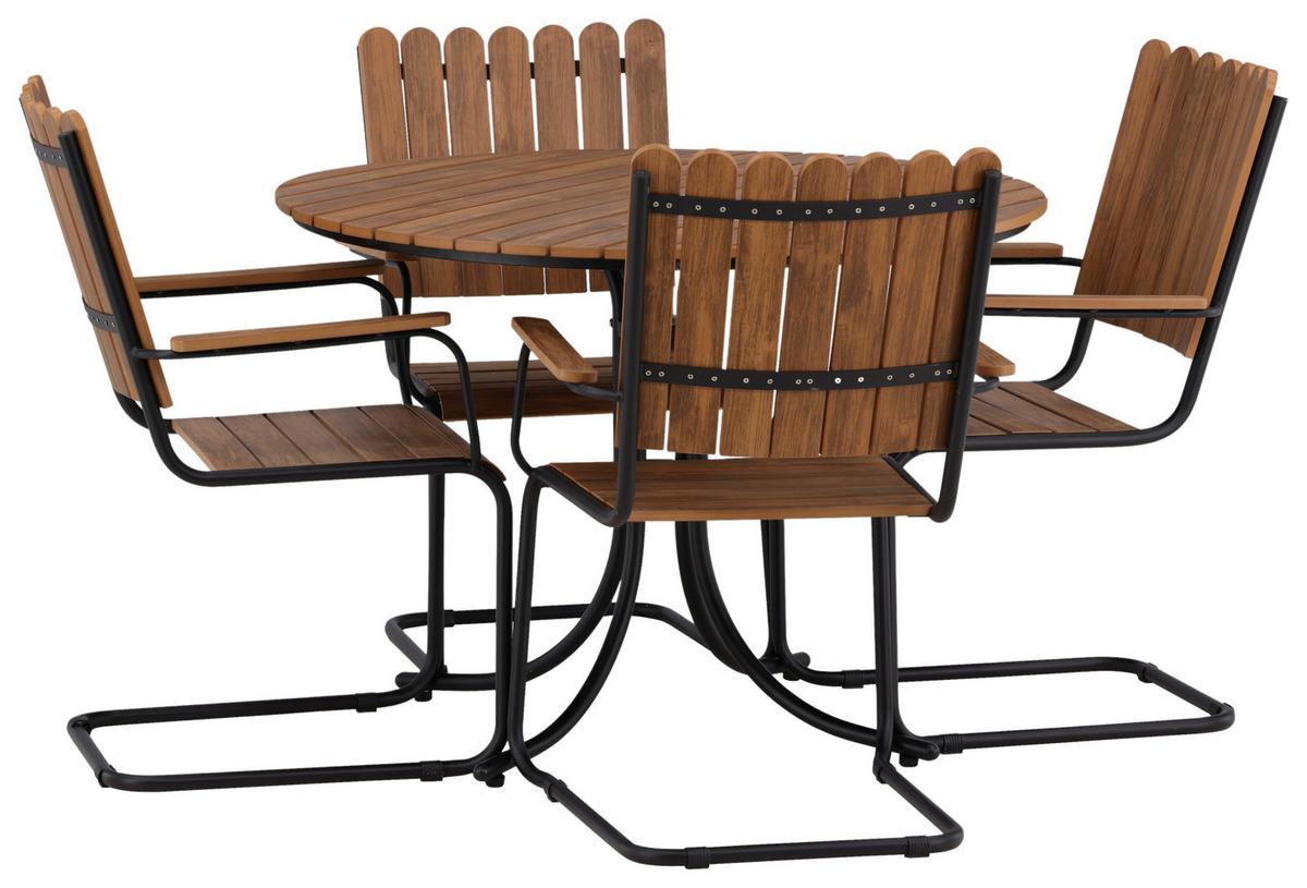 GARTENTISCHGRUPPE HOLMSUND - Schwarz, KONVENTIONELL, Metall - Gardenson