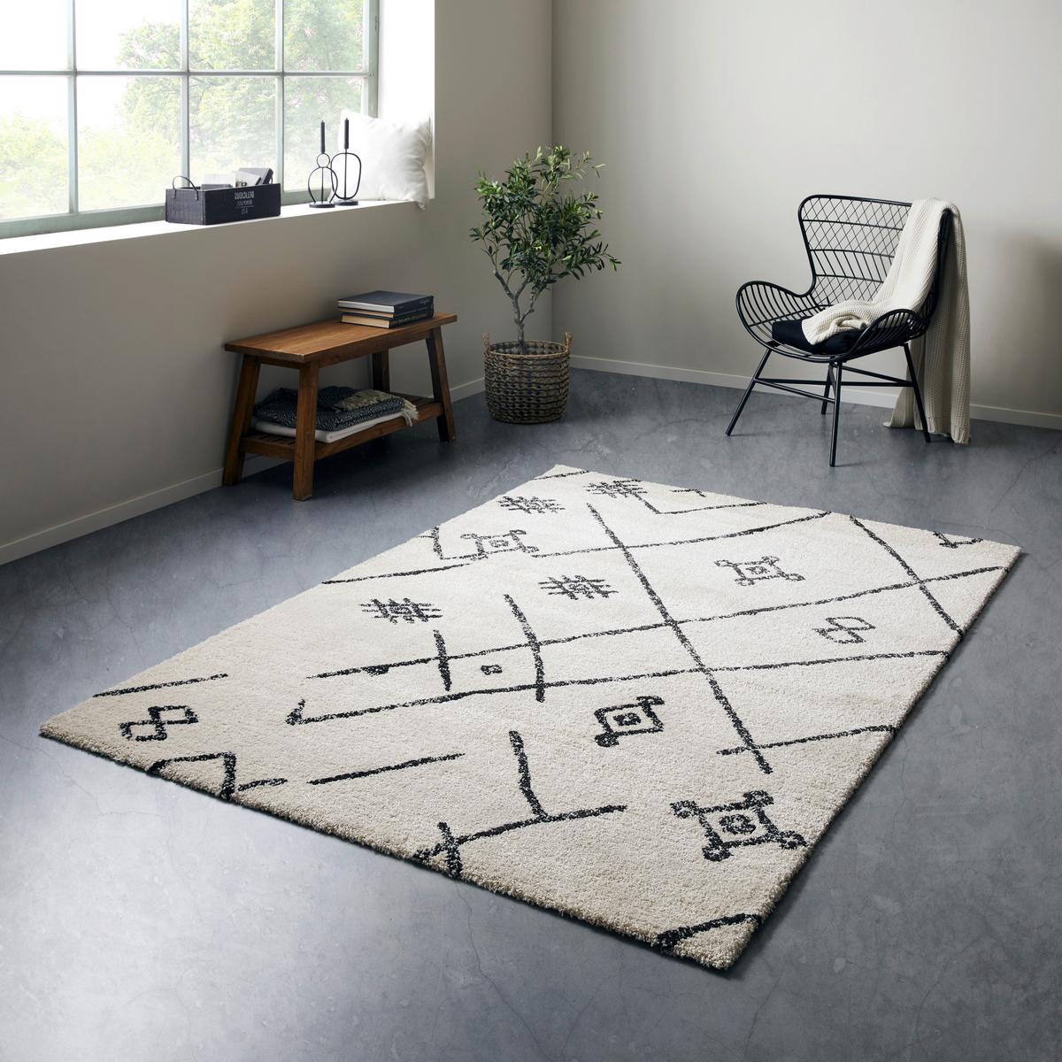 Covor țesut Timon 2 - crem/negru, Modern, textil (120/170cm) - Modern Living